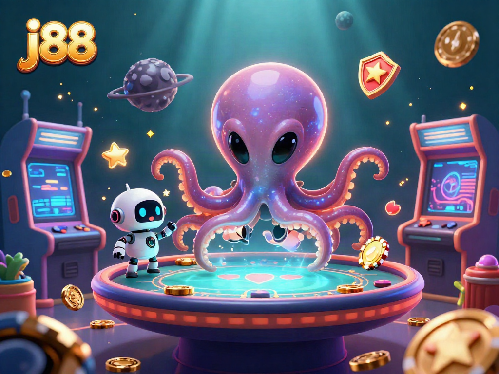 Engage in thrilling poker battles with j88’s alien octopus and exciting casino elements.