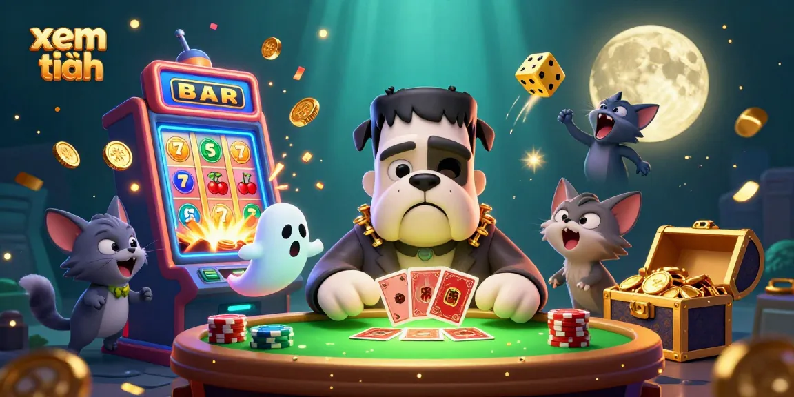 Join the fun with the xem thêm themed scene featuring a casino atmosphere rich in vibrant characters and gaming elements.