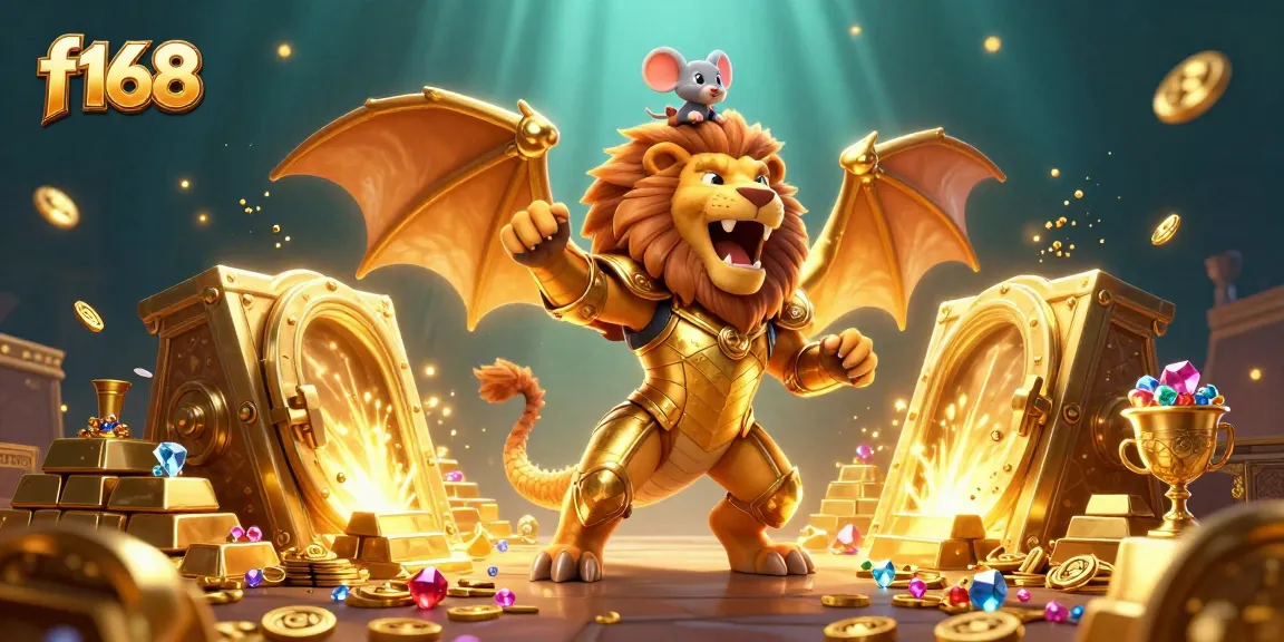 Experience thrilling wins at f168 with a vibrant casino scene featuring excitement and treasure!